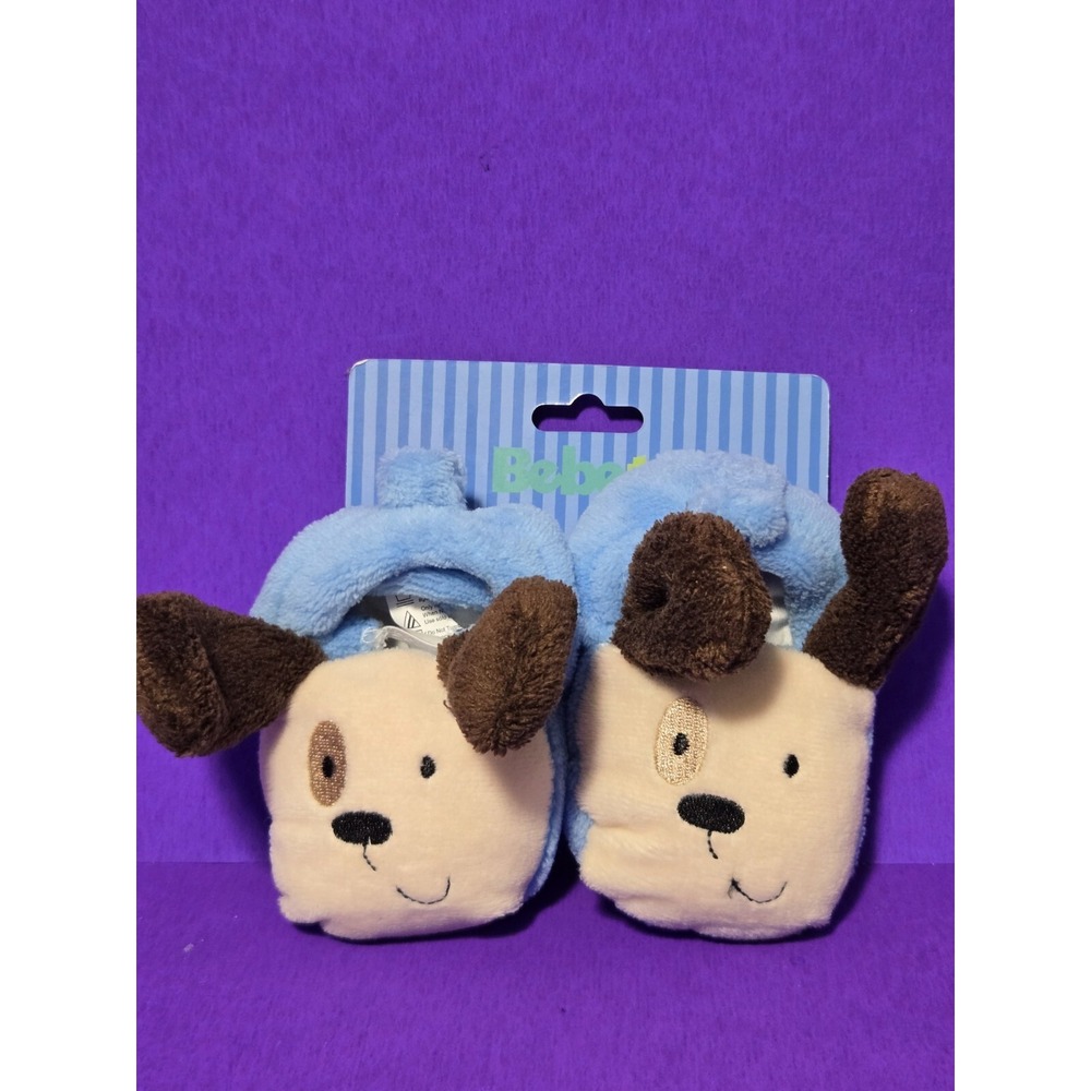 NEW Bebeta Baby Slippers Booties Infant 0-6 Months Blue Brown Dog Puppy Fleece
